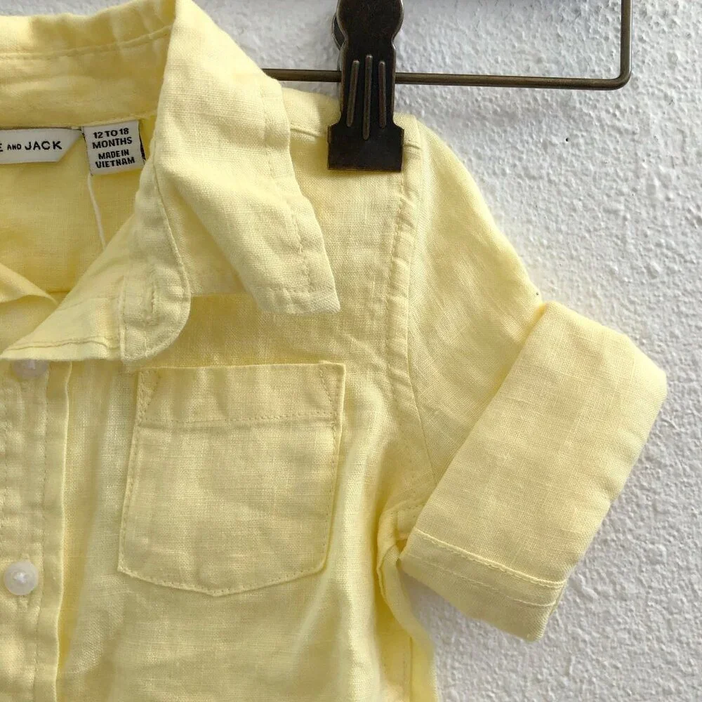 NWT JANIE &‎ JACK The 100% Linen Shirt Size 12/18 Months